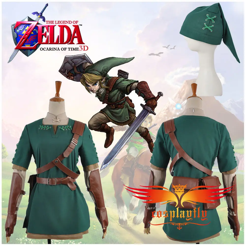 (W0510) легенда о Зельде ссылка Косплей Костюм Топ куртка ремень сумка рубашка с