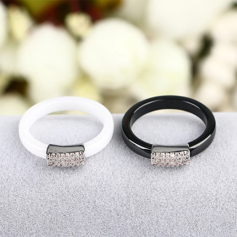 Прямоугольное керамическое кольцо AAA Zircon для женщин вечерние керамические