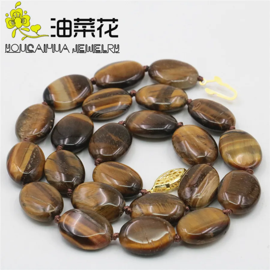 

Accessory Crafts Parts 13x18mm Flat Oval Tiger Eye Stones Balls Gifts Chalcedony Chains Neckalce 18Inch Wholesale Fitting Female