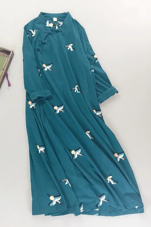 chinese traditional dress qipao women cheongsam chinese style female embroidery crane chinese oriental dress