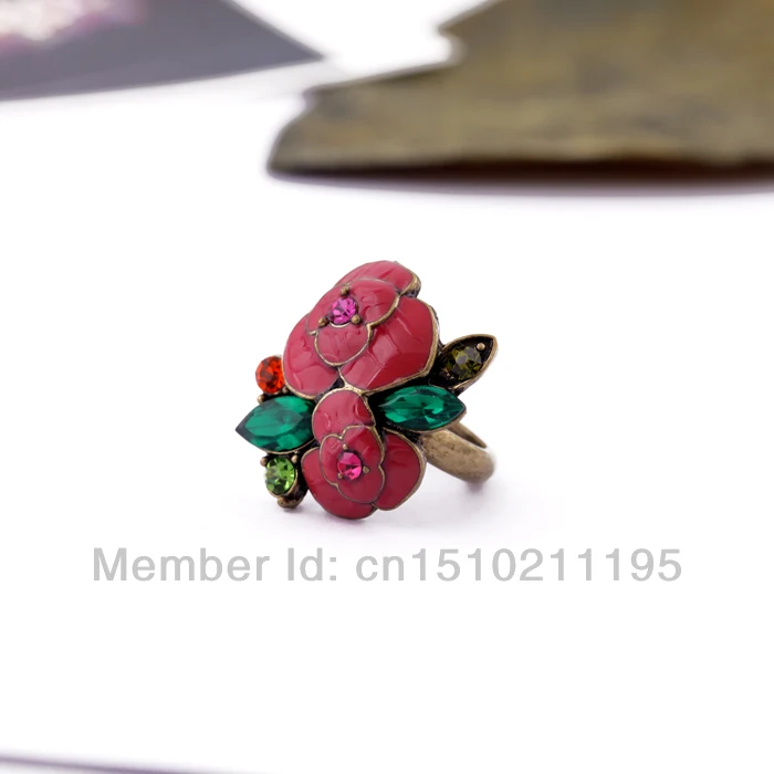Женское кольцо с красными цветами|jewelry women rings|women ringsflower jewelry |