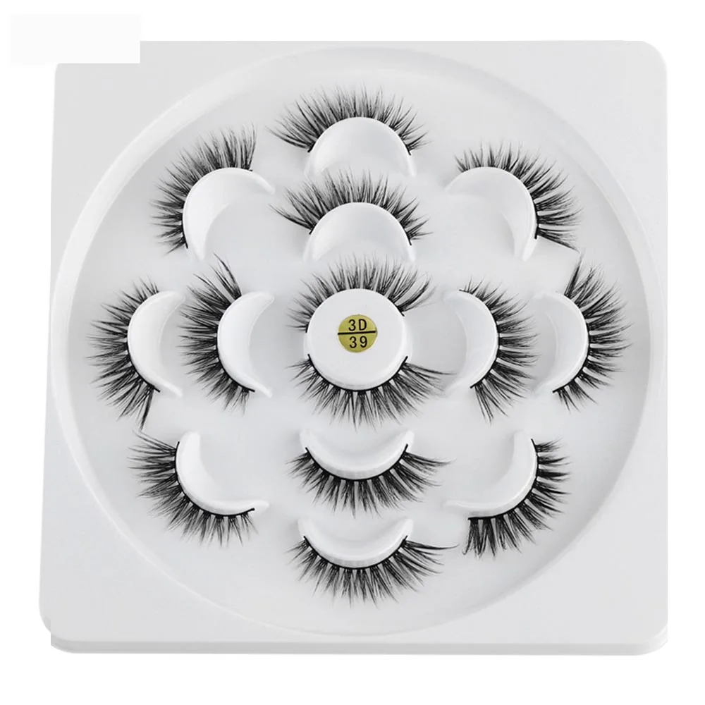 13mm-3D-39 7 Pairs 3D Mink Hair False Eyelashes 25mm Lashes Thick Long Wispy Fluffy Handmade Cruelty-free Mink Eyelash Makeup Tools maquiag - Цвет: 13mm-3D-39