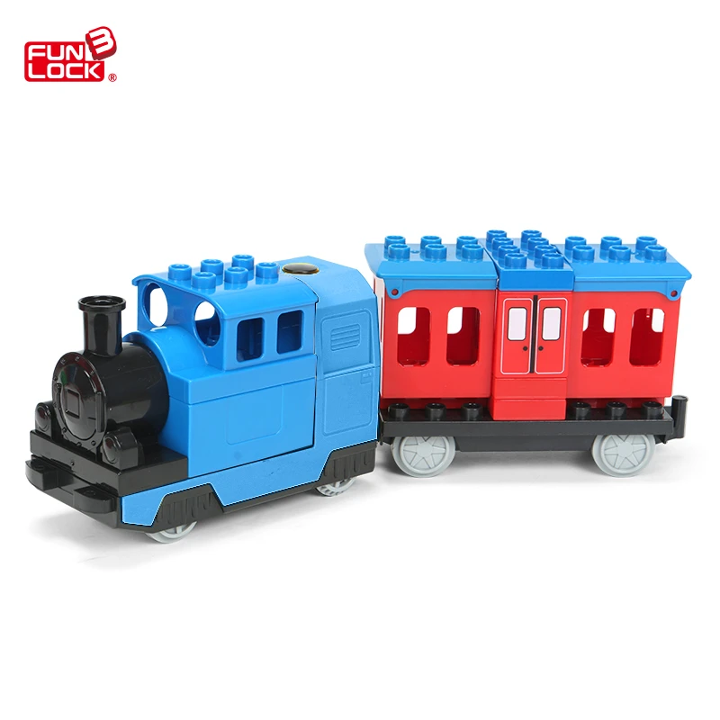 All Blue Train Set Funlock Duplo игрушки на батарейках поезд блоки для детей развивающие игрушки Электрический поезд для детей - Цвет: All Blue Train Set