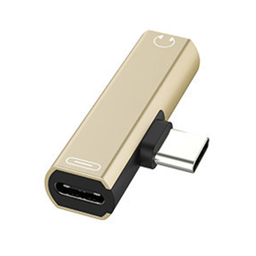 Золотой 2 в 1 тип-c до 3,5 мм разъем для зарядки наушников конвертер usb Тип C аудио адаптер для Xiaomi Mi9 Mi8 Oneplus 7 huawei mate 20 Pro - Цвет: Золотой