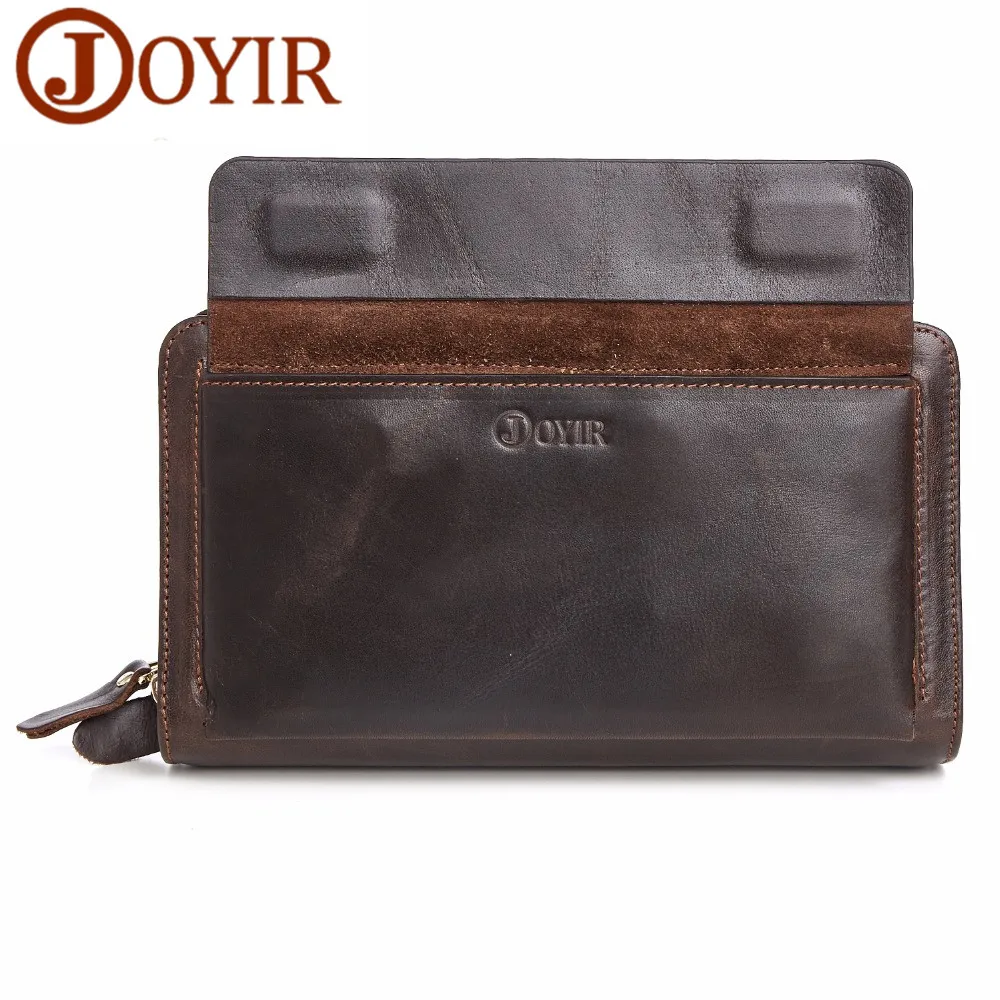 JOYIR мужской кошелек из натуральной кожи Длинный на двойной молнии винтажная