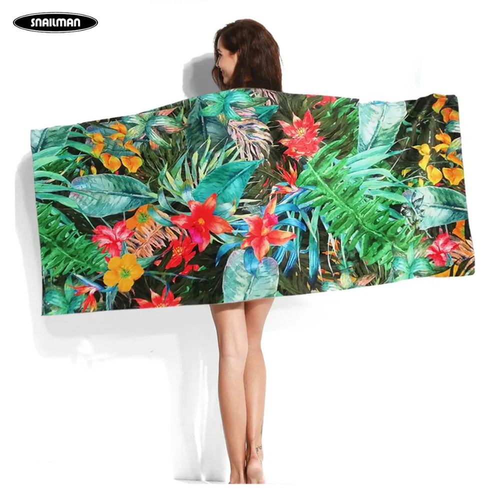 Brand Surfing Compact Beach Towel Microfiber summer Travel quick drying surf Flower printing | Дом и сад