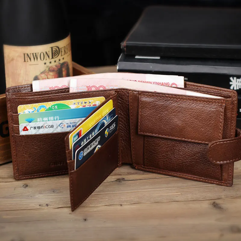 Brand Genuine Leather Men Wallets With Coin Pocket Brown Wallet Purse Male High Quality wholesale price | Багаж и сумки