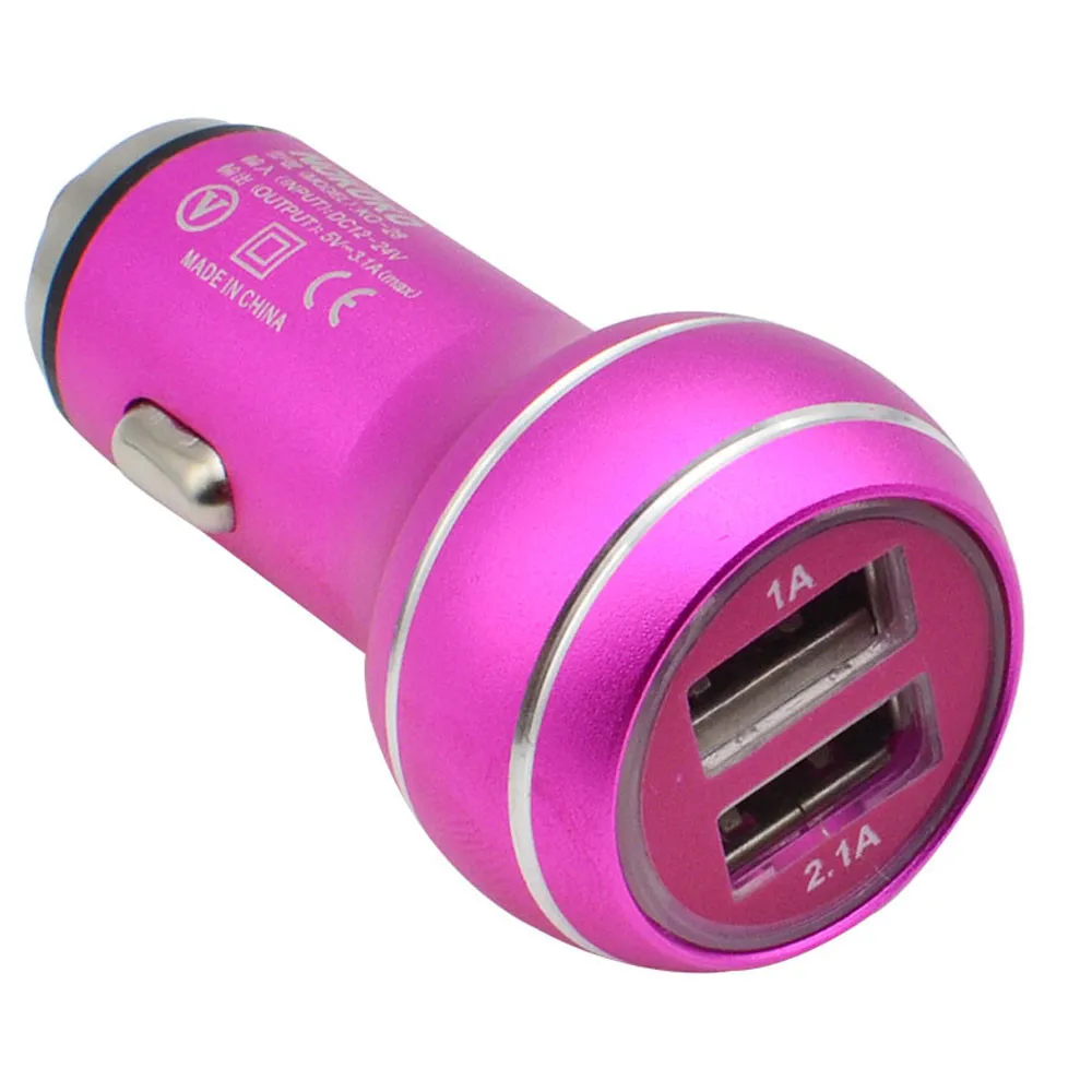 Автомобильное пластиковое металлическое зарядное устройство двойной USB 2 порта