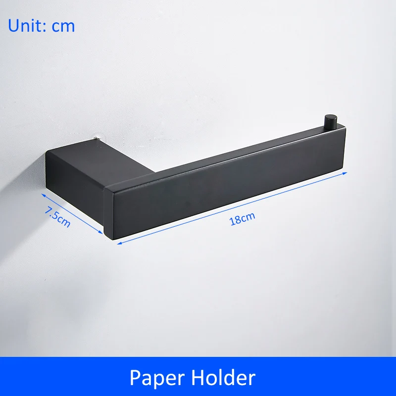 Toilet Paper Holder Матовый черный набор аксессуаров для ванной комнаты, держатель для туалетной бумаги, держатель для полотенец, держатель для щетки, крючки, диспенсер для мыла, аксессуары для ванной - Цвет: Toilet Paper Holder