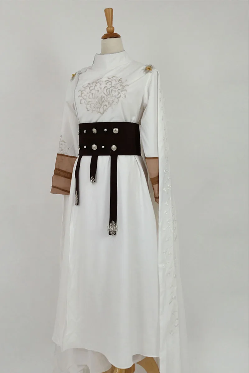 Цзин Тянь белый узкий рукав меч леди Hanfu для ТВ Играть король Блейз сценический Театральный Костюм женский Hanfu