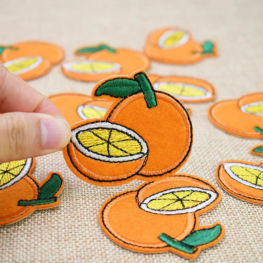 10 шт. оранжевые нашивки с вышивкой для одежды нашивка помощью утюга аппликация