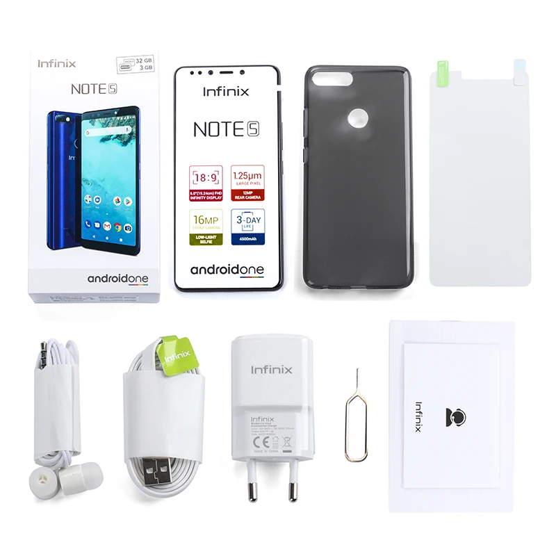 Смартфон Infinix NOTE 5 32G 3G Android One 6 0 дюймов 16 МП отпечаток пальца 4500 мАч Octa