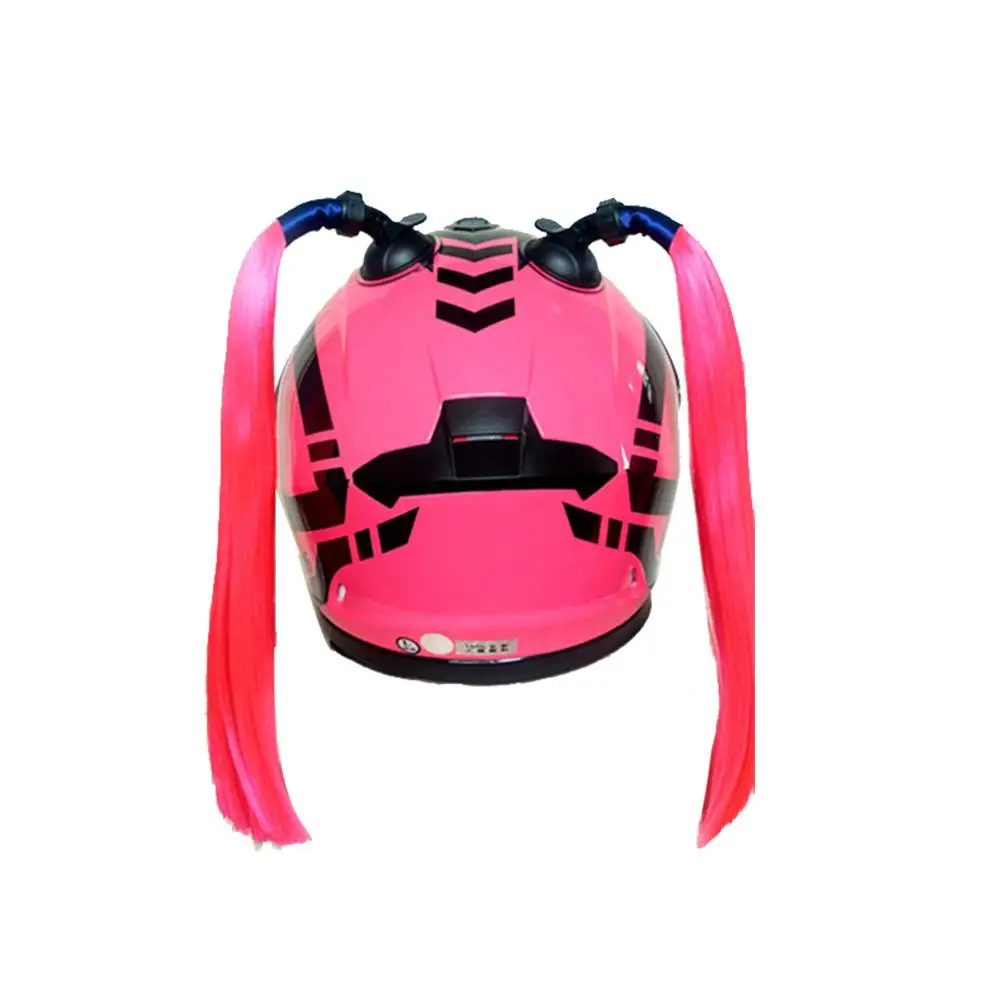 2pcs Motorcycle Bike Gradient Ramp Helmet Sucker Removable Braid Pigtail Ponytail Works On Any Motorcycle Or Other Helmet
