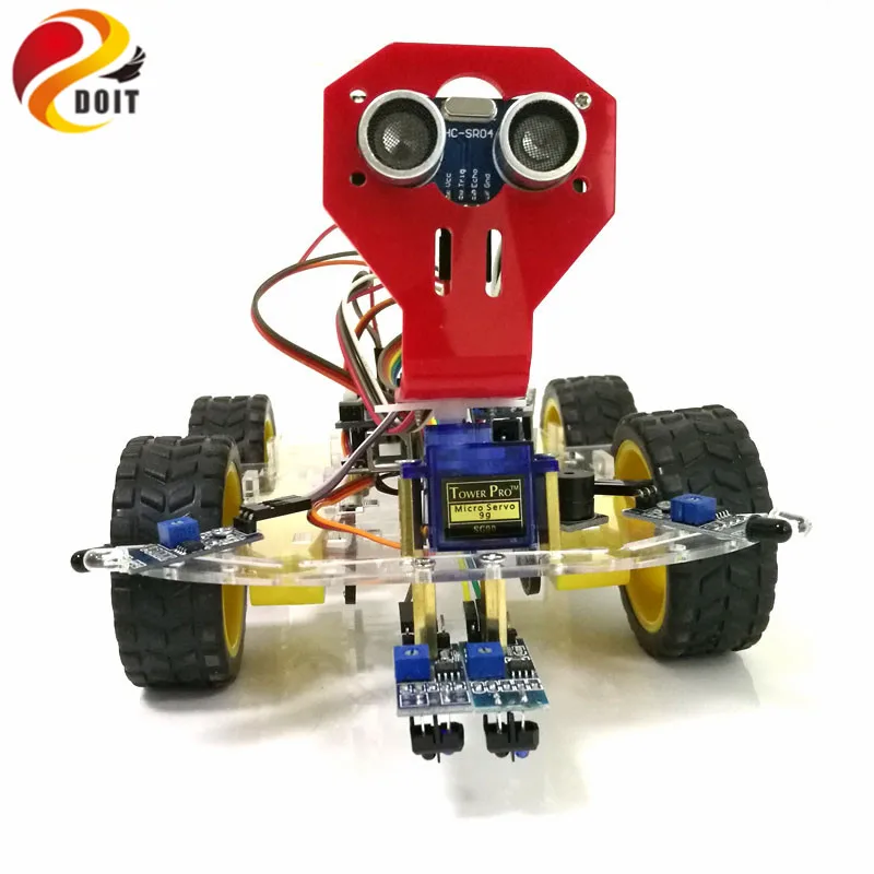 Беспроводной контроль обхода препятствий 4WD Arduino робот автомобильный комплект