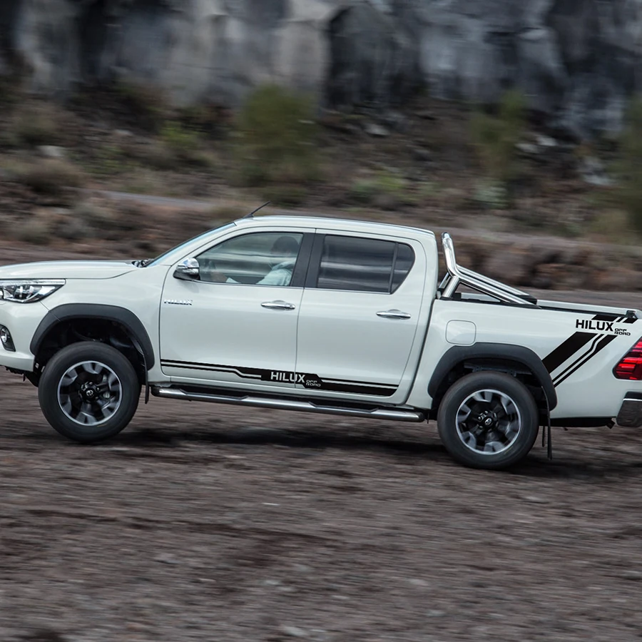 Настраиваемые автомобильные аксессуары для TOYOTA HILUX VIGO REVO, модифицированные наклейки, 2 шт., задний багажник, внедорожные полосы, графические виниловые звукосниматели