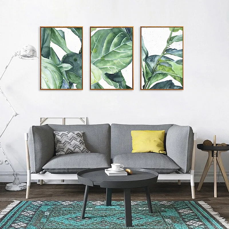Растительный постер с листьями Скандинавская Картина на холсте домашний декор