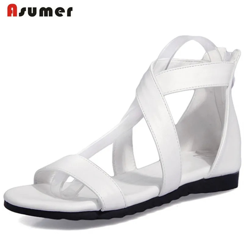 Asumer/модные летние туфли на молнии модные однотонные туфли из искусственной кожи на каблуке 1 см женские Босоножки с открытым носком вечерние туфли для игр; большие размеры 34-43