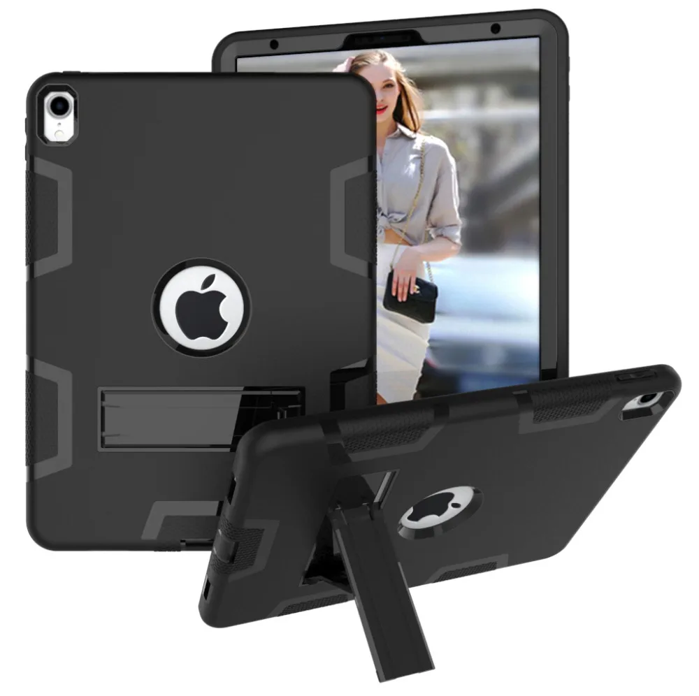 Чехол Funda Shell Capa Cover для Apple iPad Pro 11 дюймов 2018 года из силикона, ударопрочный, резиновый, жесткий, с подставкой.