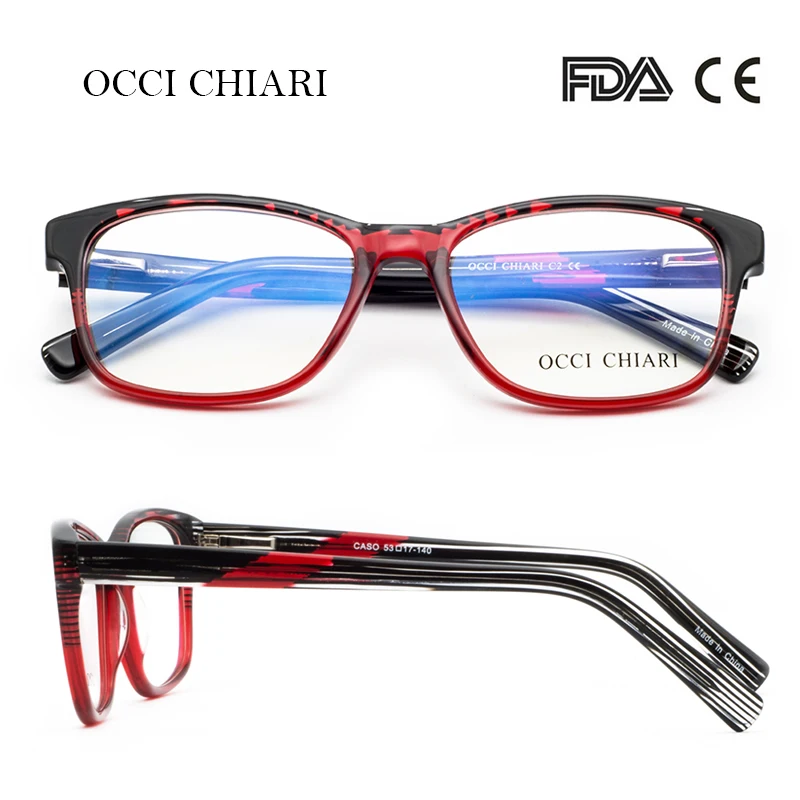 C2 OCCI CHIARI итальянский дизайн ацетат оптические очки оправы весна петли Oculos люнетты очки девушки очки красный розовый для женщин CASO - Цвет оправы: C2