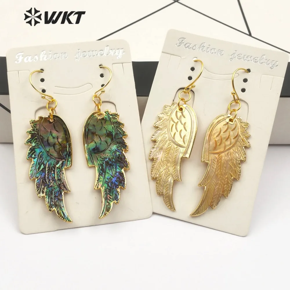Женские серьги-ракушки, с перьями, 21 х52 мм, разные цвета, WT-E242 в наличии