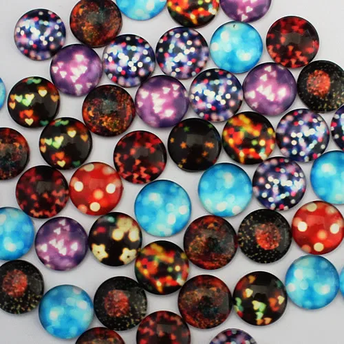 

14mm Mixed Style Star Round Glass Cabochon Dome Jewelry Finding Cameo Pendant Settings 50pcs/lot (K03067)