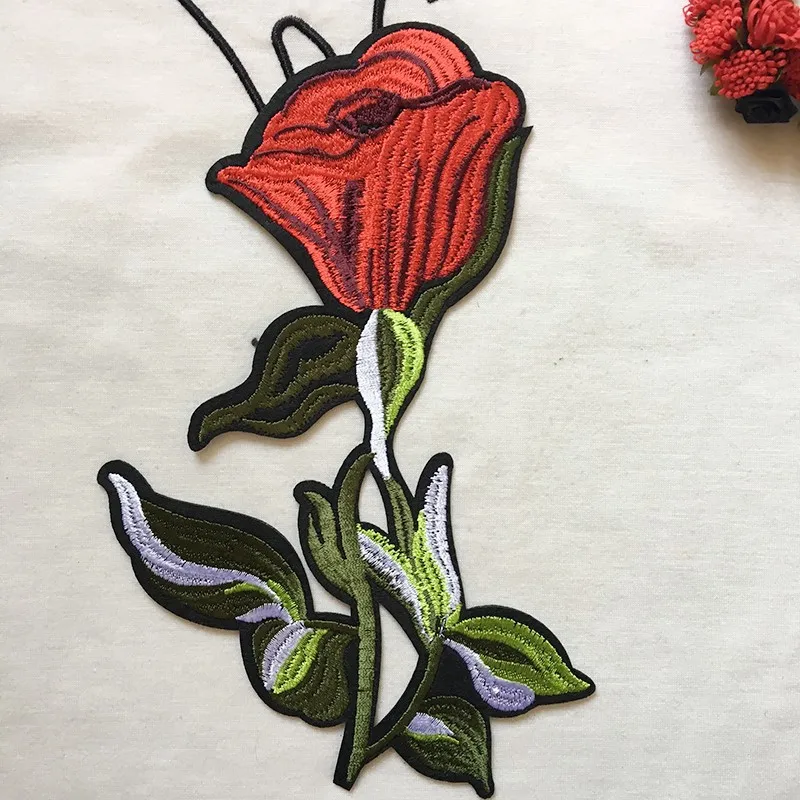 #L083 5PCS/1Lot Wholesale Embroidered Motif Flower Sew On Iron Rose Patches Applique DIY Lace Clothing Accessory | Дом и сад