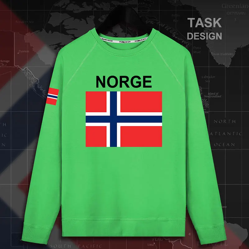 Norway Norge NOR Nordmann NO мужские толстовки с капюшоном, пуловеры, мужские толстовки, тонкая новая уличная одежда в стиле хип-хоп, новинка 02 - Цвет: roundneck-green