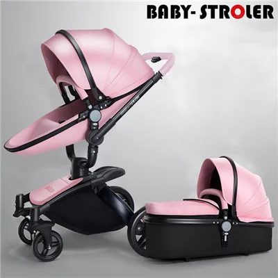 pink babyfond новая кожаная брендовая коляска Poussette детская коляска Специальное предложение 2 в 1 детская коляска - Цвет: pink