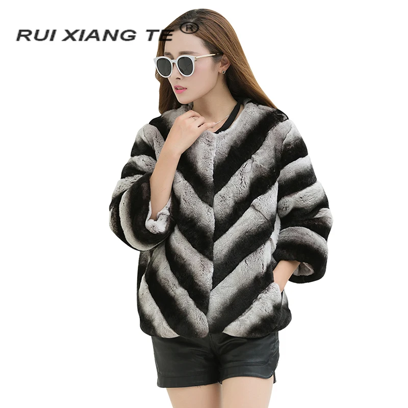 Ruixiangte зимнее женское короткое пальто из натурального меха кролика рекс