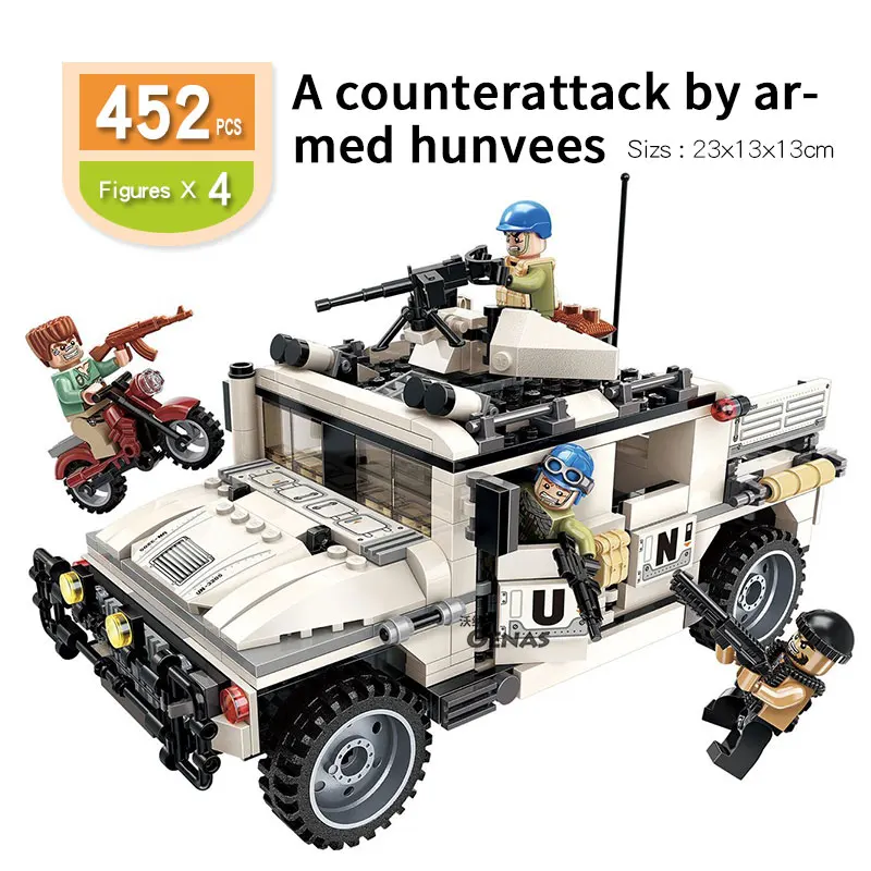 No Box Битва Военная война humvee джип автомобиль hummer UN PKF DIY Модель совместимы детские конструкторы детские игрушки подарок на день рождения - Цвет: No Box