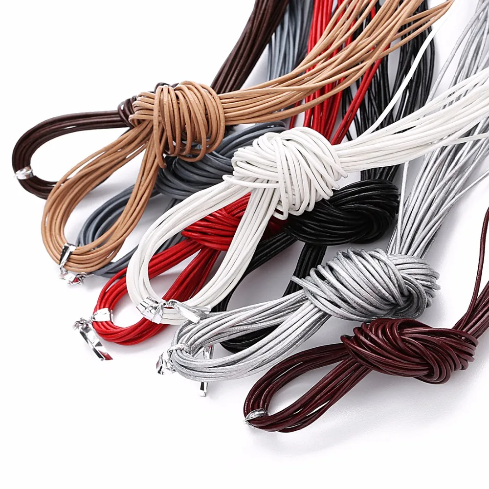 Шнур из 100% натуральной кожи для ювелирных изделий 10 м/лот 2 мм|round leather cord|jewelry cordround