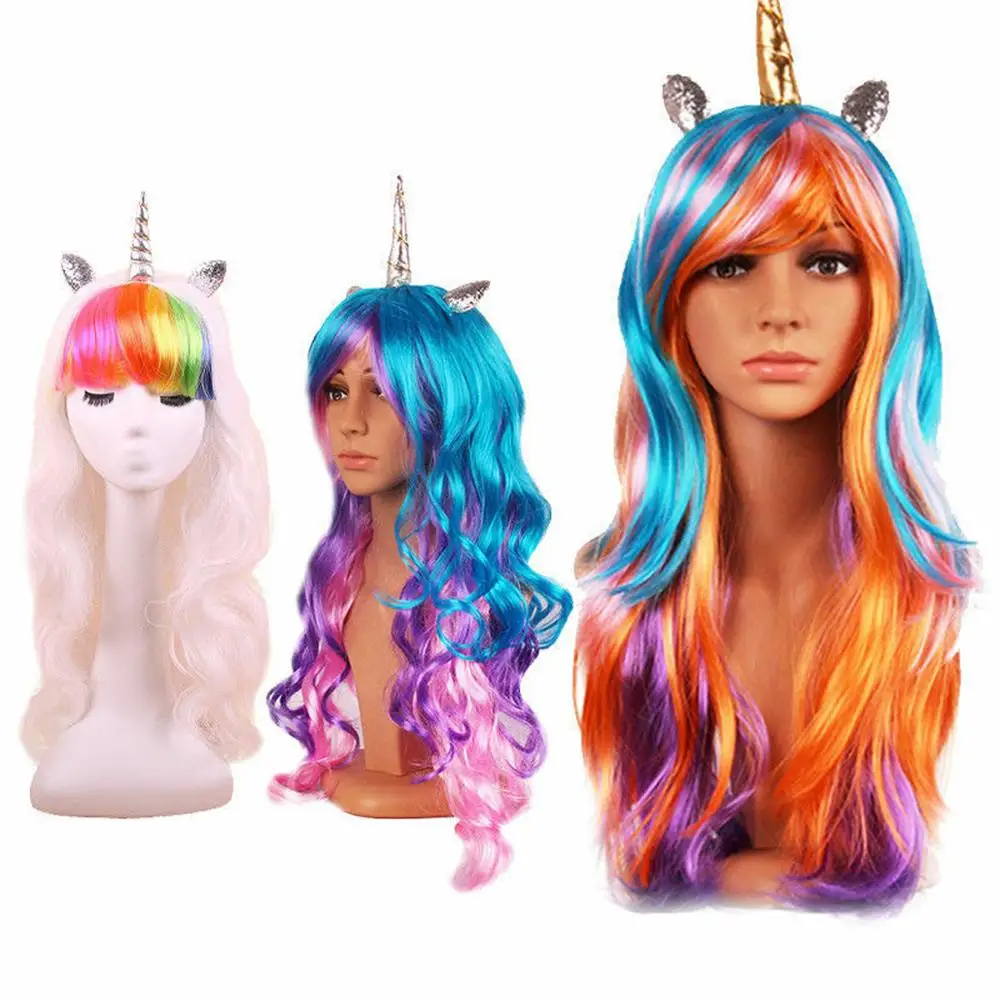 Взрослых единороги дружбы мифические Magic пони Единорог рога уши волосы парик