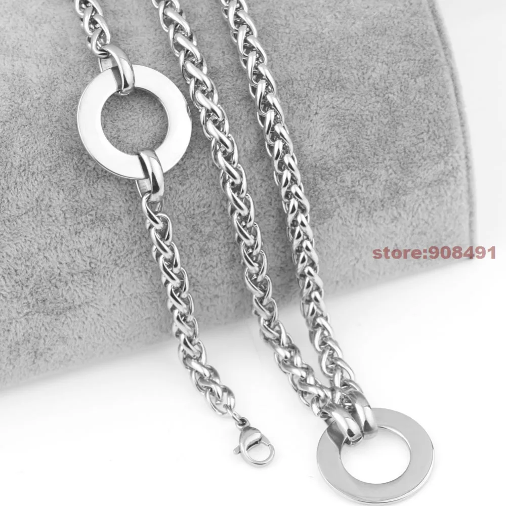 Женские модные украшения подарок серебряная цепь из нержавеющей стали Набор