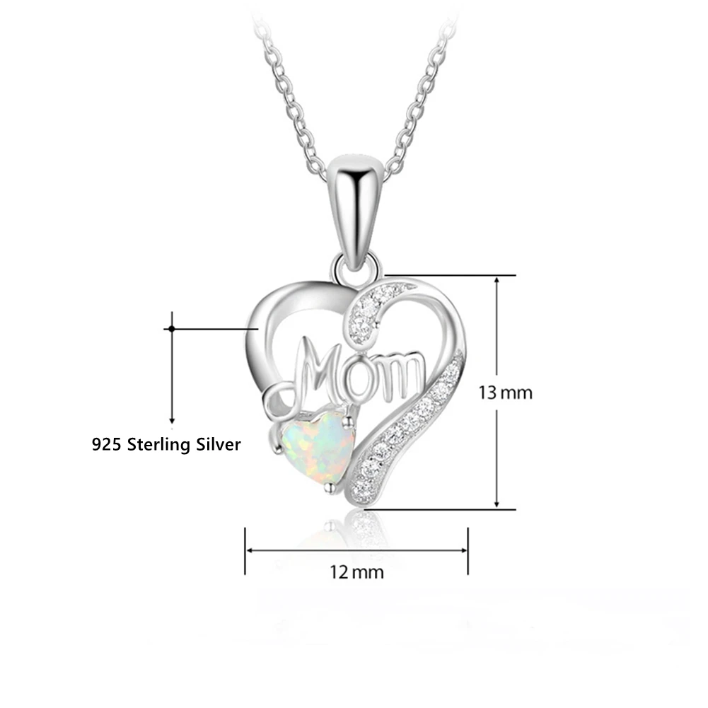 Genuine 925 Sterling Silver Opal Pendant Necklace Fine Jewelry AAA Cubic Zirconia Necklaces For Women Anniversary Gifts | Украшения и