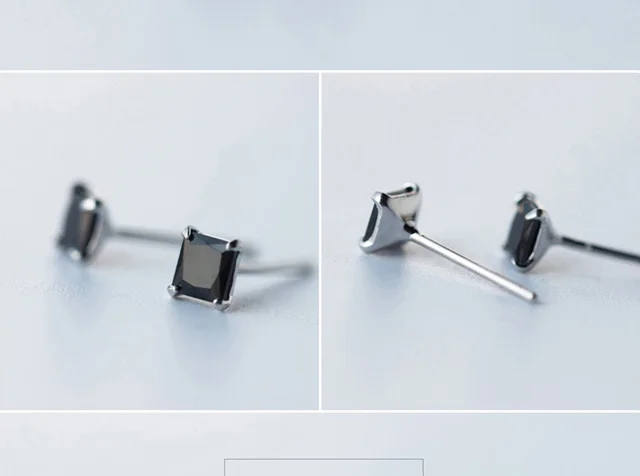 Trusta 925 пробы серебряные ювелирные изделия модные милые миниатюрные 4 мм X 4 мм черные квадратные серьги-гвоздики подарок для девочек детей леди женщин DS31