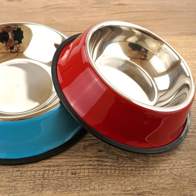 Нержавеющая сталь собака чаши 3 цвета Еда пить воду блюд подачи для Cat Щенки