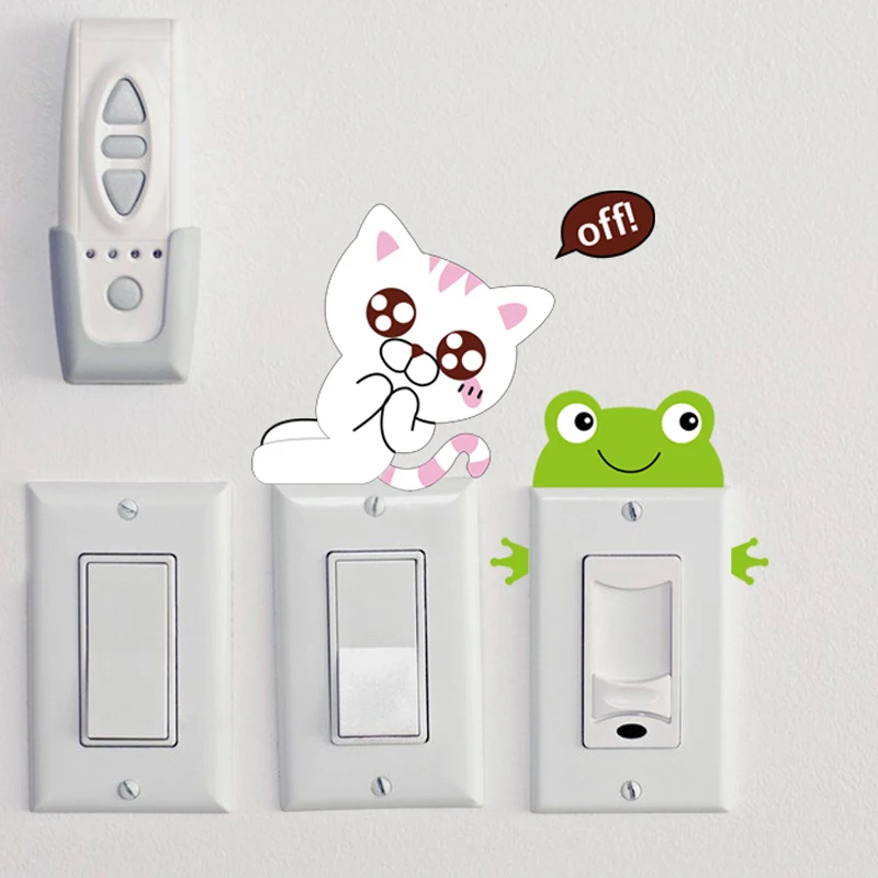 1 Set of 11pcs Cartoon lovely animals Switch stickers Removable Cute wall sticker Decal bedroom living room switch decoration | Дом и сад
