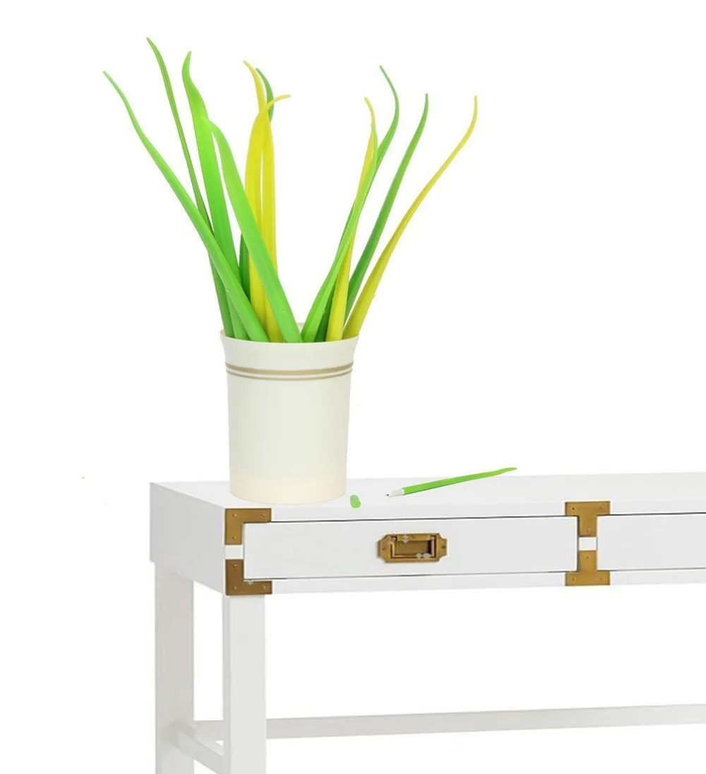 Силиконовые ручки Green Leaf Like Grass Blade с крышкой легкие черные чернила упаковка из 5
