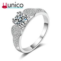 uunico personality heart shaped aaa zircon ring womens wedding jewelry valentine gift