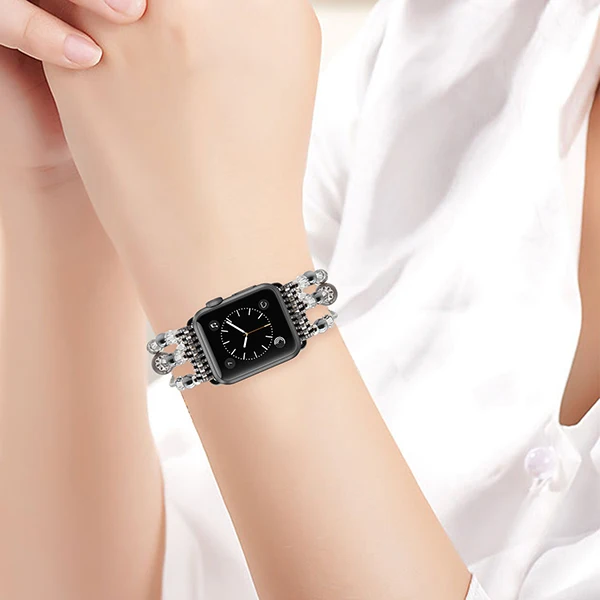 Изделия ремешок+ Адаптеры для сим-карт для iwatch Apple Watch 38 мм 42 мм серии 1 2 3 Для женщин Агат браслет из бисера сталь Группы ремешок