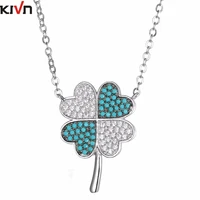 kivn womens fashion jewelry lucky four leaf clover cz cubic zirconia bridal wedding pendant necklaces mothers birthday gifts