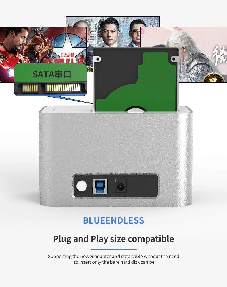 Blueendless 1 отсек hdd док-станция sata usb 3,0 Корпус жесткого диска Алюминиевый Жесткий драйвер ридер 2,5 3,5 дюймов hdd caddy