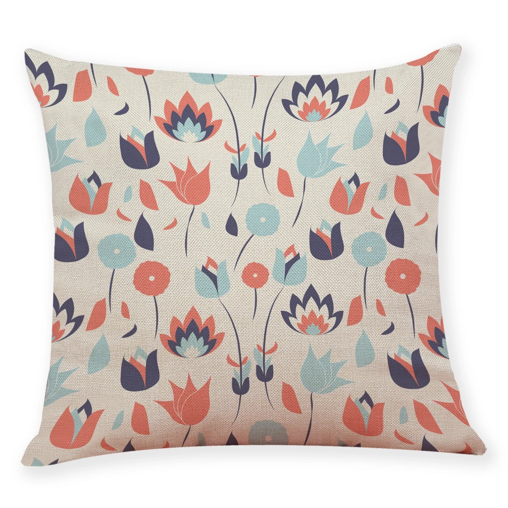 

Fort Hope Linen / Cotton Flower Print Pillow Case 45*45 Home Decor Cushion Cover Pillow Covers Christmas Decorations for Home