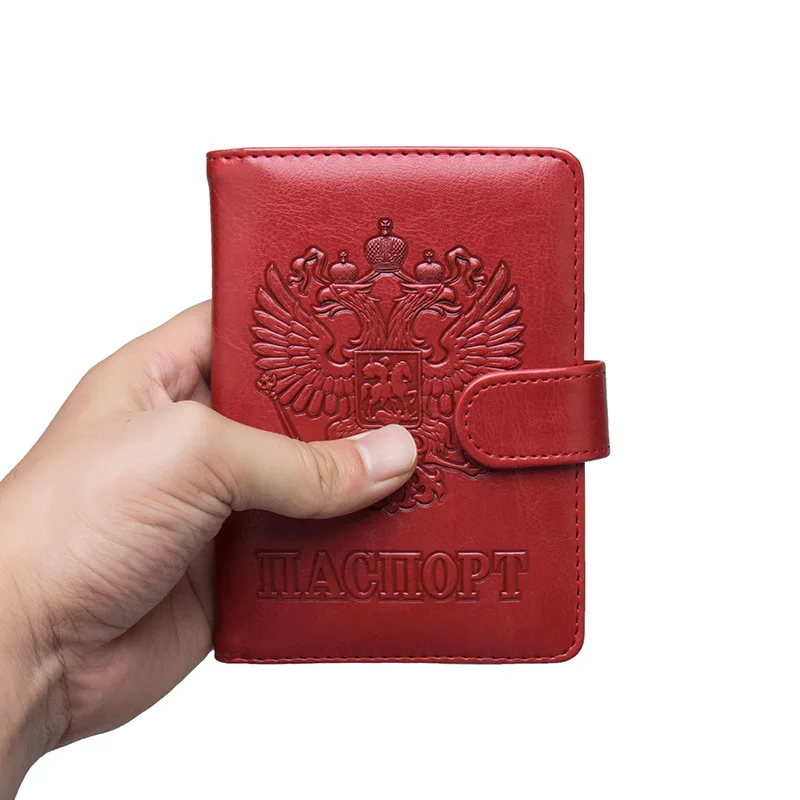 

Russian Leather RFID Blocking Passport Holder Wallet Cover Travel Document Organizer Case for Men Women with Credit Card Slots
