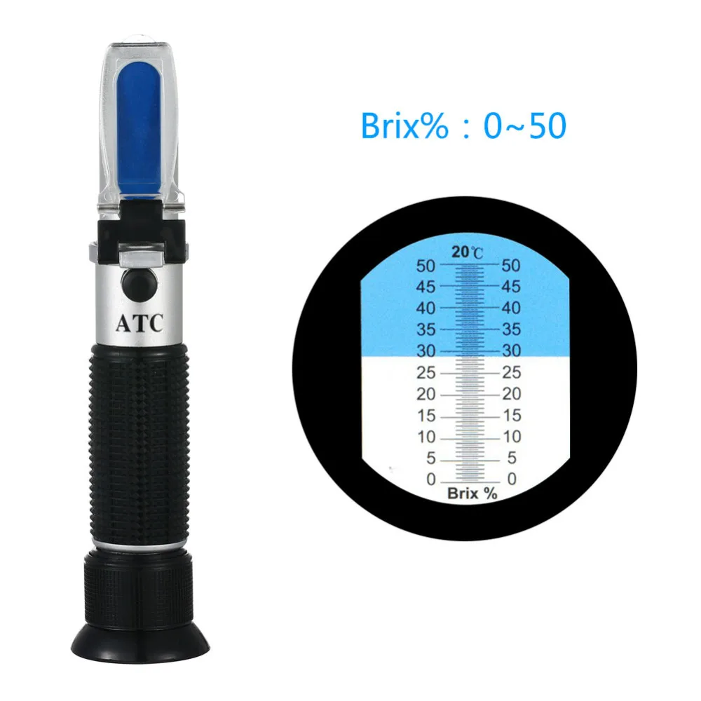 

Хит продаж, ручной рефрактометр 0-50% дюйма из пластика Brix с черной ручкой