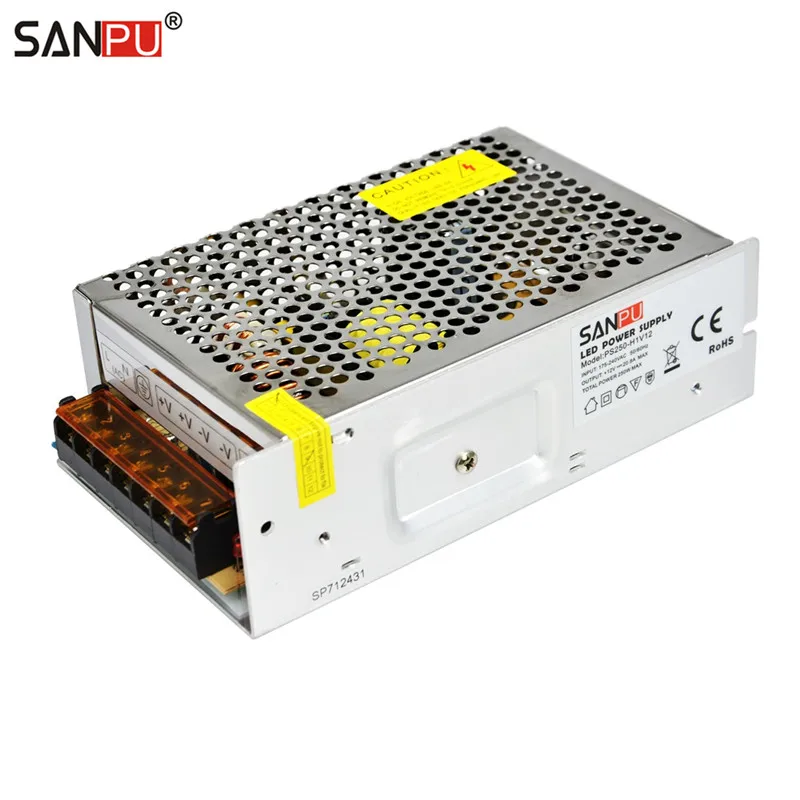 with SANPU Logo SANPU EMC EMI EMS SMPS 250 Вт 12 вольт Импульсный блок питания 20A 12VDC светодиодный драйвер 220 В Transformer преобразователь трансформатора низкий уровень шума - Цвет: with SANPU Logo