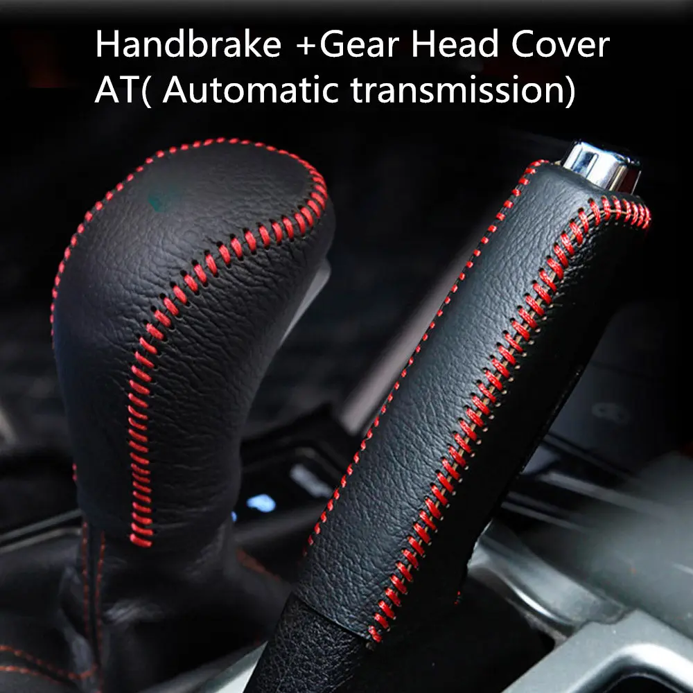 

Чехол из коровьей кожи чехол для рычага переключения передач, 2 шт., накладка на ручной тормоз для Hyundai Creta ix25 2017 2018 2019 MT AT, декоративный стиль