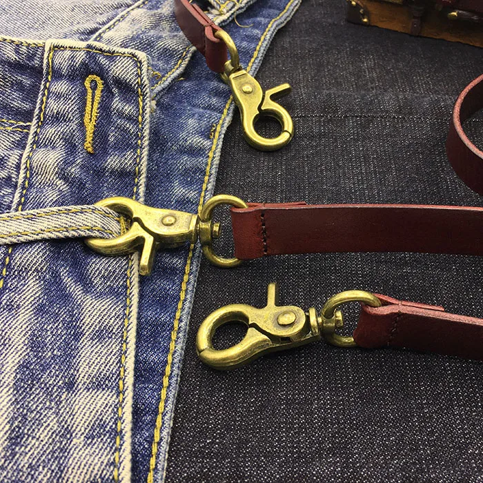 Подтяжки из воловьей кожи коричневого цвета подтяжки натуральной с крючком в