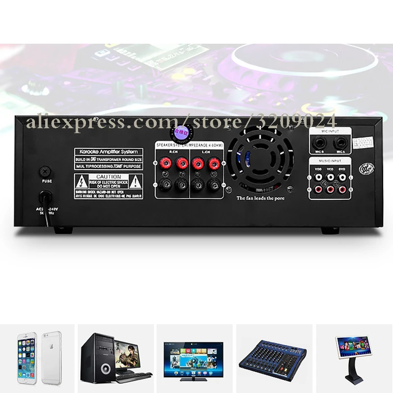 2 канальный усилитель миксер мощности Hi Fi Карта Bluetooth KTV Home K song микрофон 720