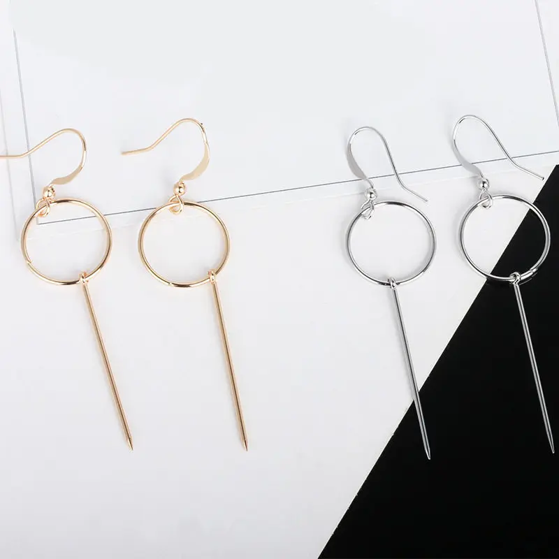 ZCHLGR Fashion Korean Earrings 2019 Geometric Long Asymmetry Circle Ear Big Dangling Women Valentine's Gifts | Украшения и